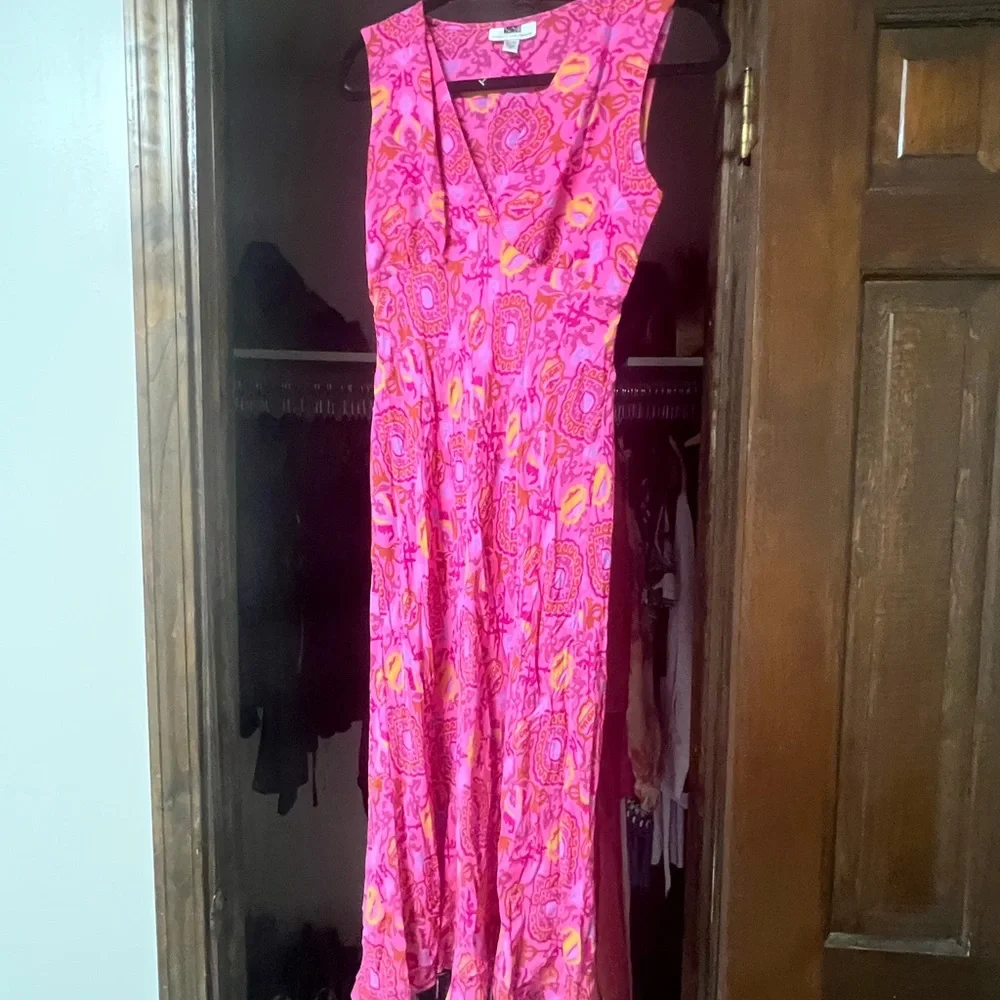 Diane Von Furstenberg Pink and Orange Midi Dress - Picture 3 of 4